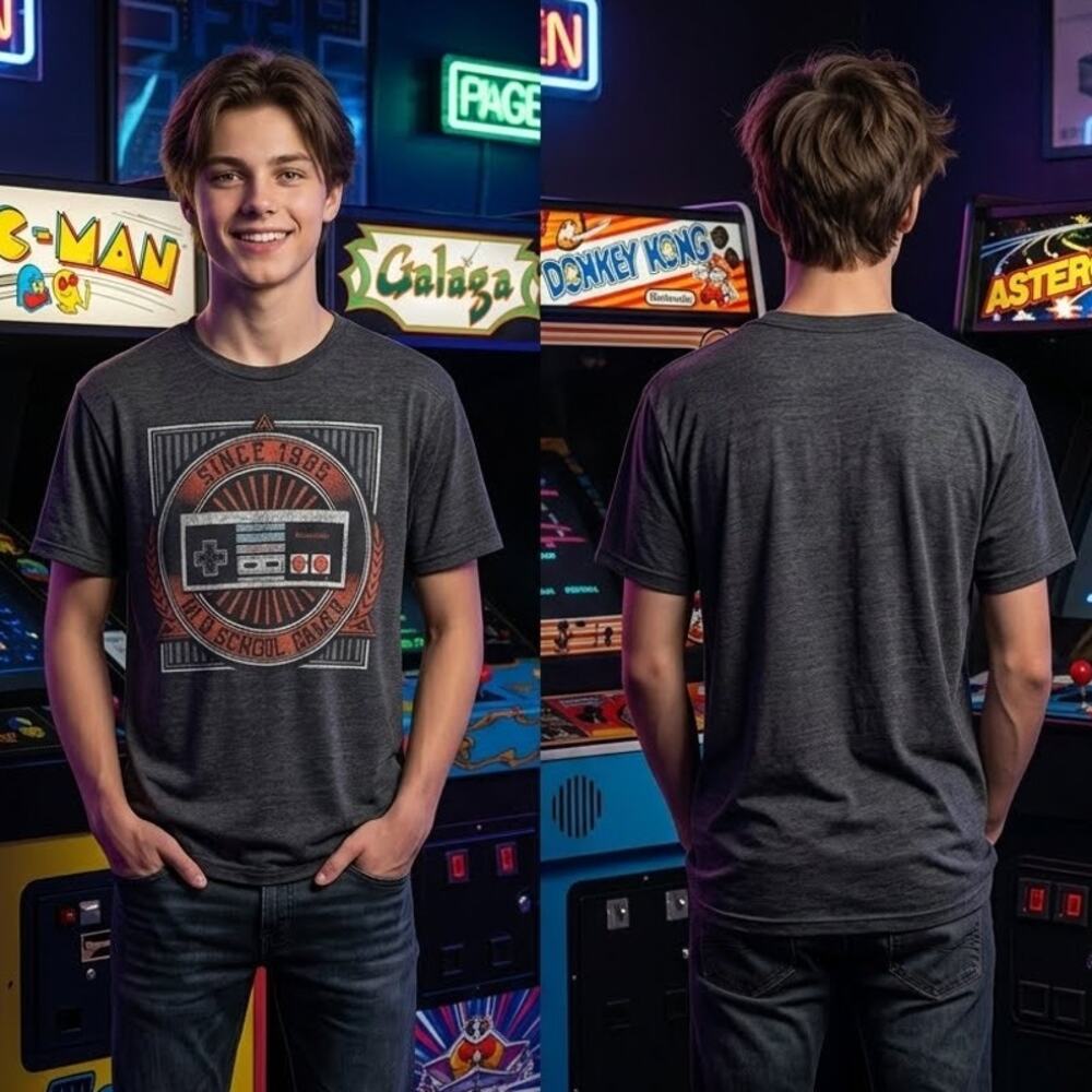 Gray Nintendo Since 1985 Old School Gamer Graphic T-Shirt Mens Medium 38 Chest